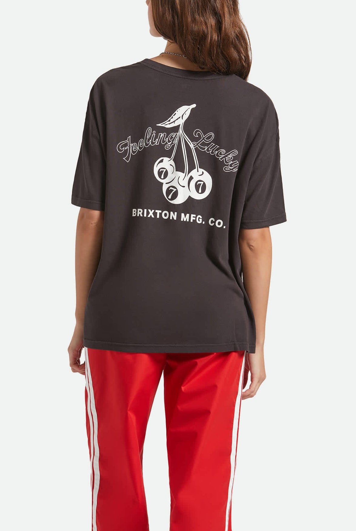 Women's Feeling Lucky Oversized Boyfriend T-Shirt in the color Black - Women's Back View