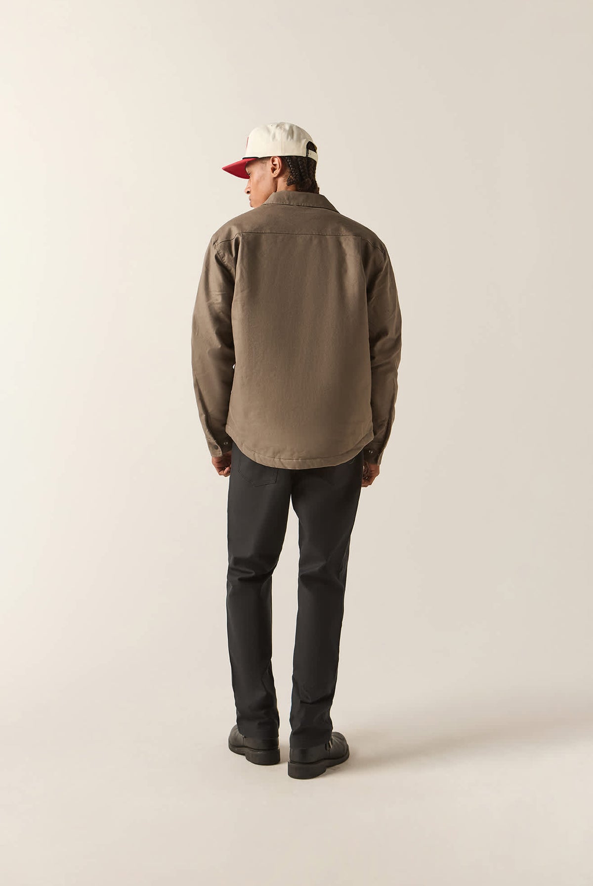 Men's Builders Stretch Lined Jacket in the color Earth - Men's Back View