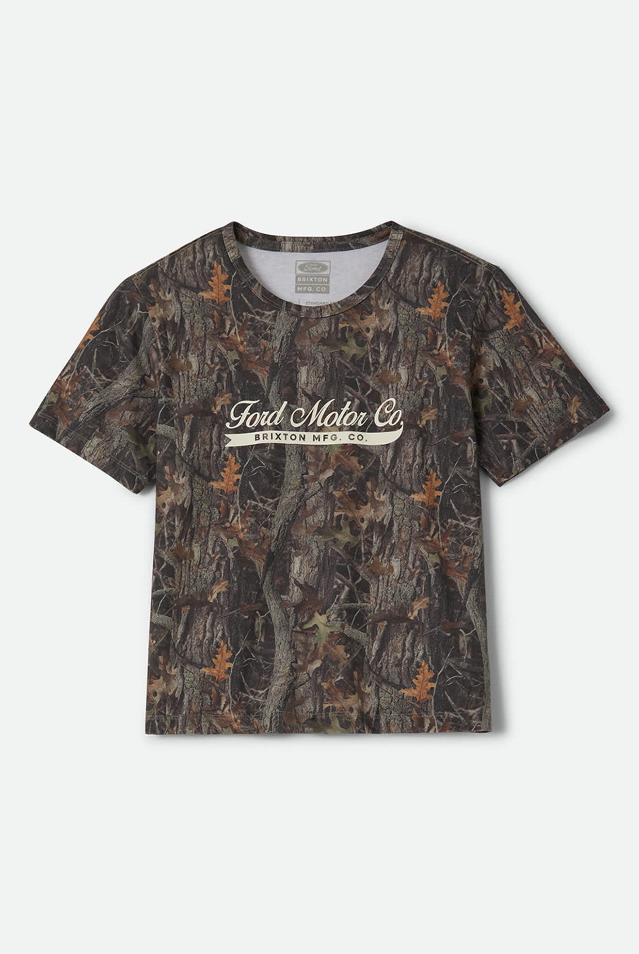 Women's Ford x Brixton T-Shirt in the color Boxwood Green - Front Product Laydown Image