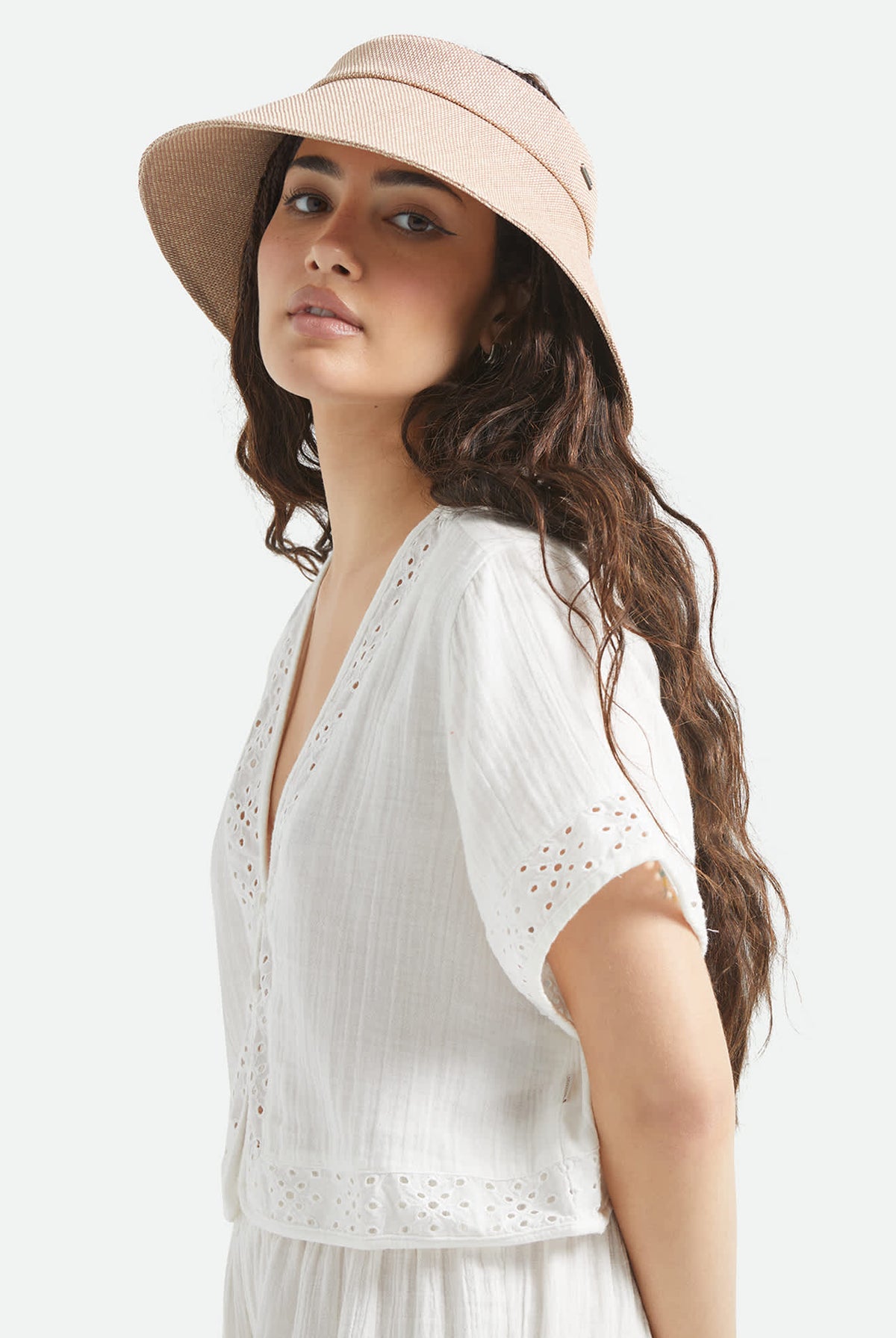 Women's Jasmine Packable Visor in the color Italian Clay/Natural - Additional Fit image
