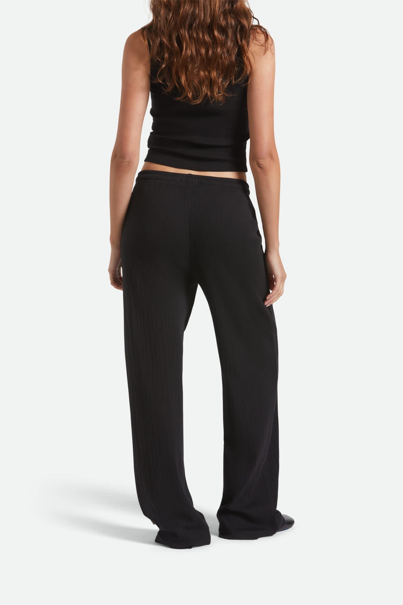 Women's Pointelle Lounge Pant in the color Black - Women's Back View