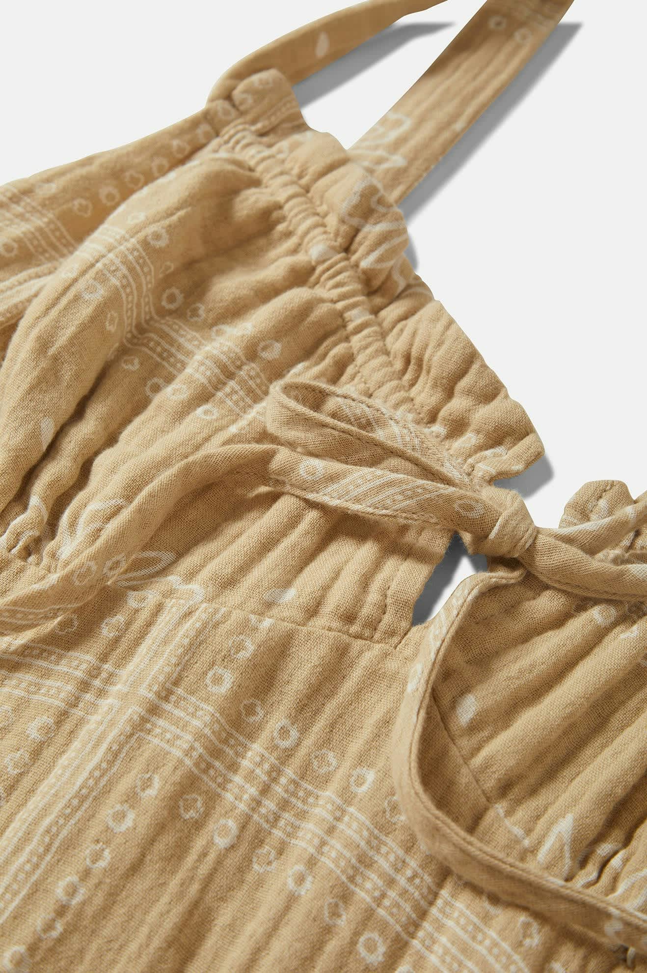 Women's Wandering Tie Dress in the color Pale Khaki Bandana - Additional Laydown image