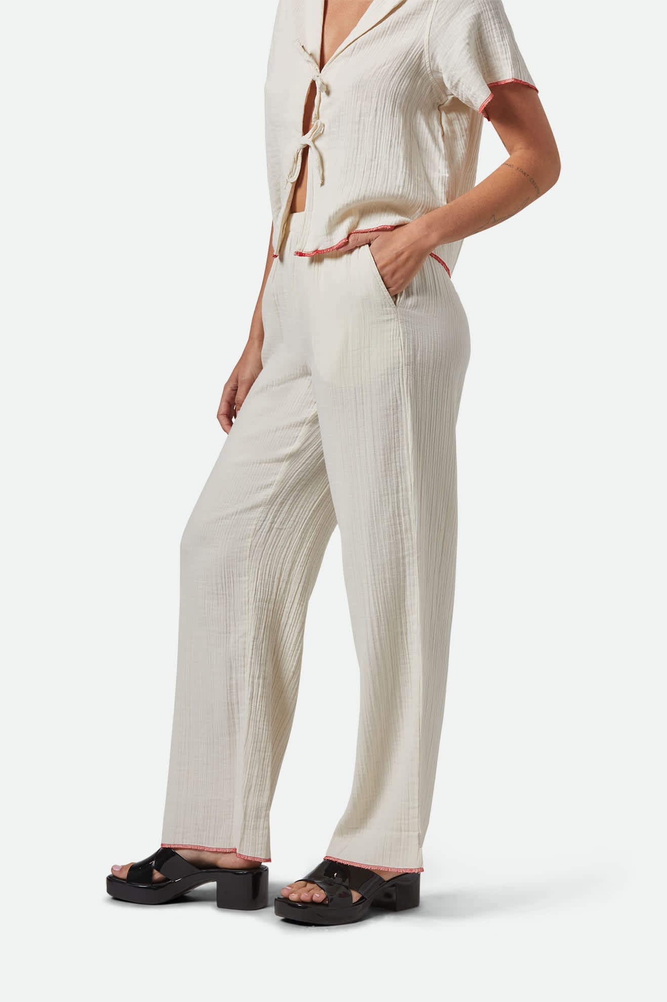 Women's Wandering Hudson Lounge Pant in the color Off White - Women's Side View
