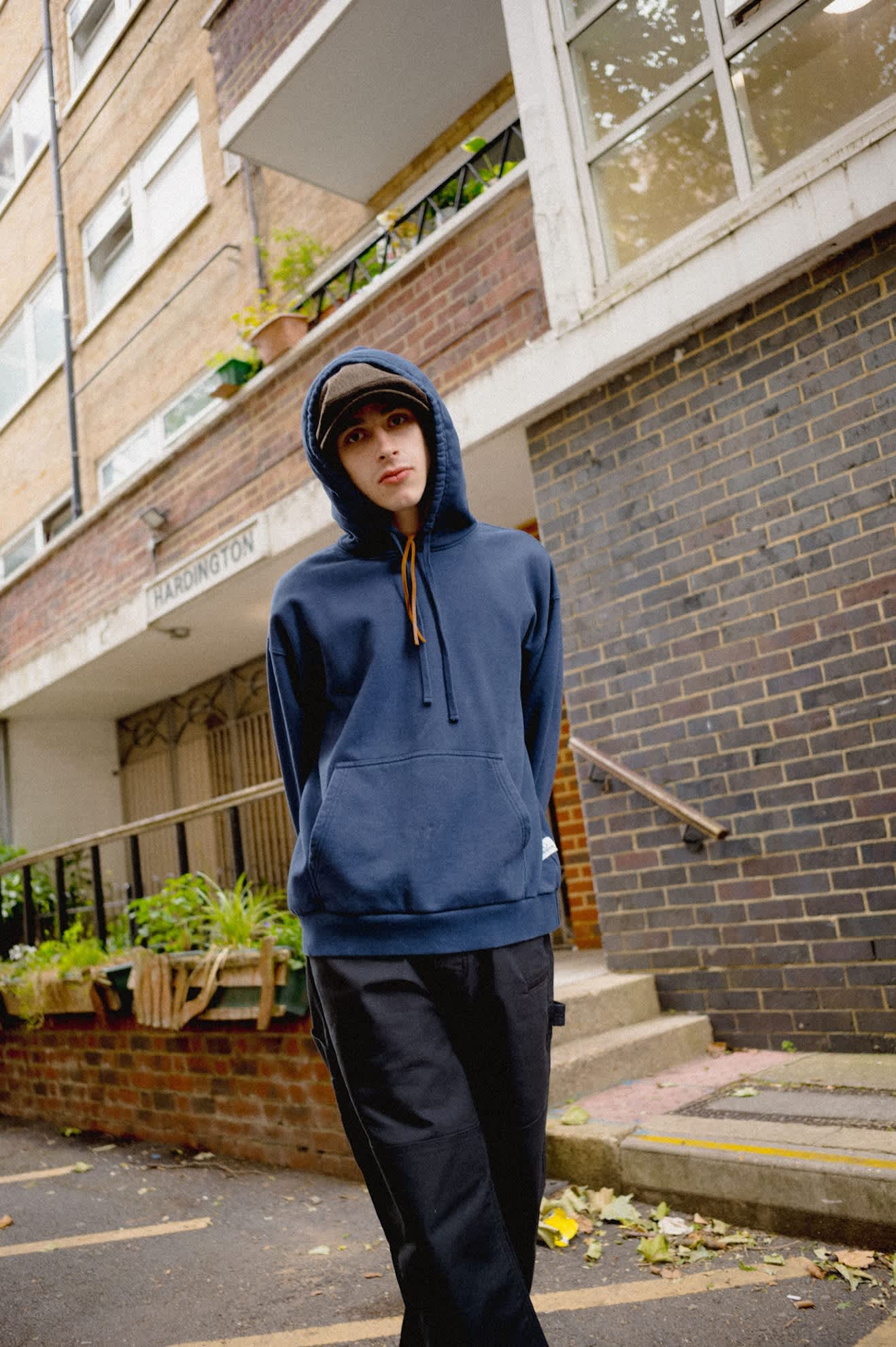 Men's Brixton Baseline Hood Fleece in the color Washed Navy Vintage Wash - Men's Lifestyle 3.0