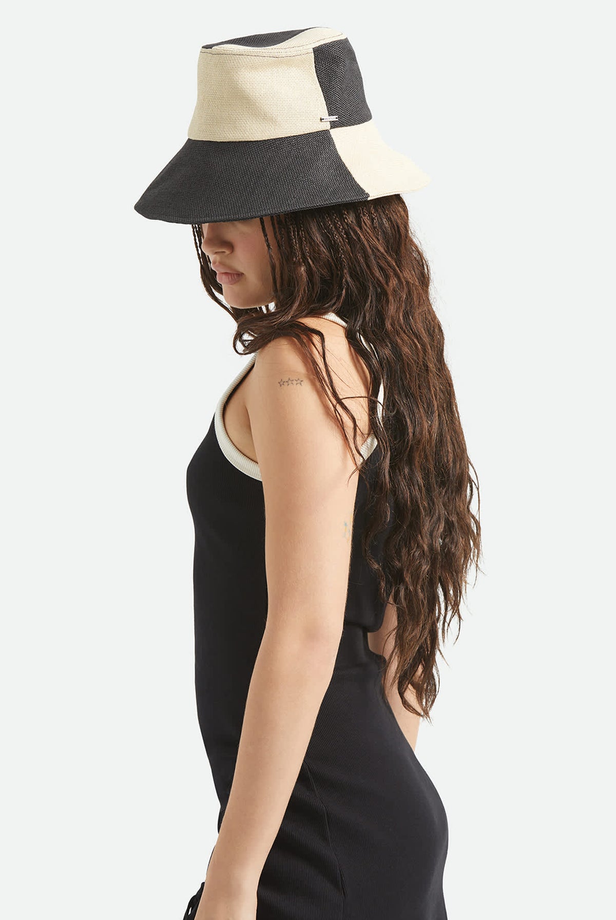 Women's Harmony Packable Bucket Hat in the color Natural/Black - Women's Side View