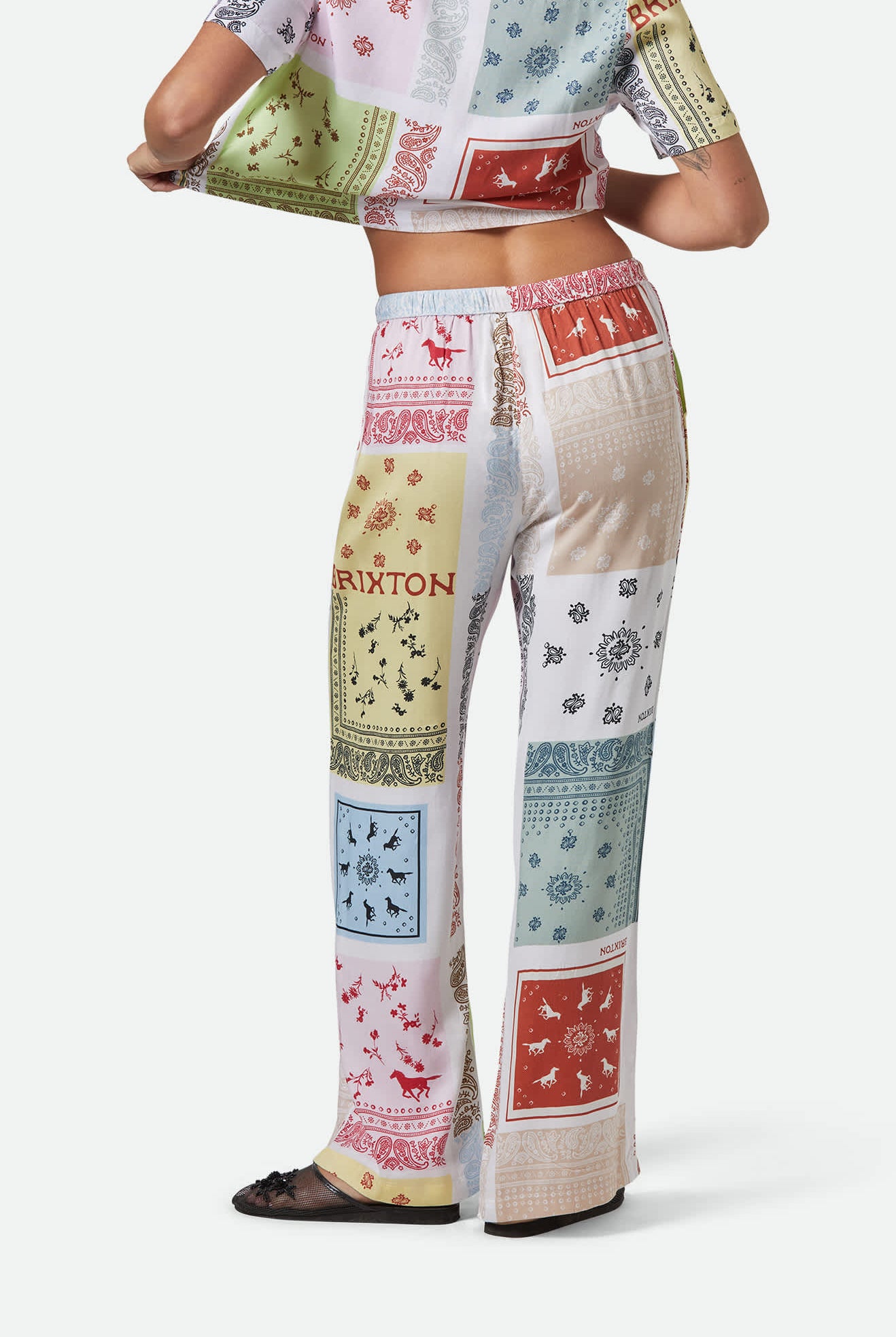 Women's Silky Hudson Lounge Pant in the color Multi Color Bandana - Women's Back View