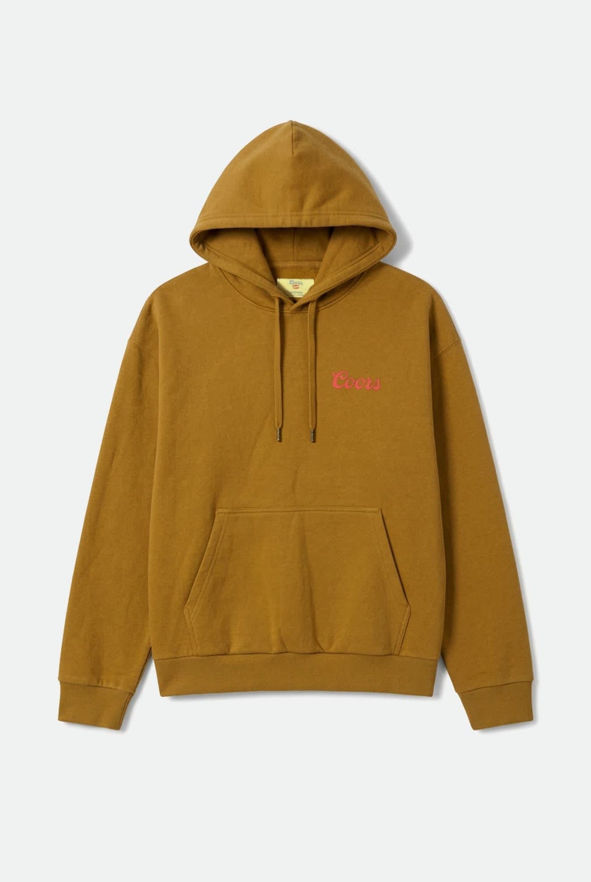 Men's Coors Saddle Hoodie Fleece in the color Golden Brown - Front Product Laydown Image