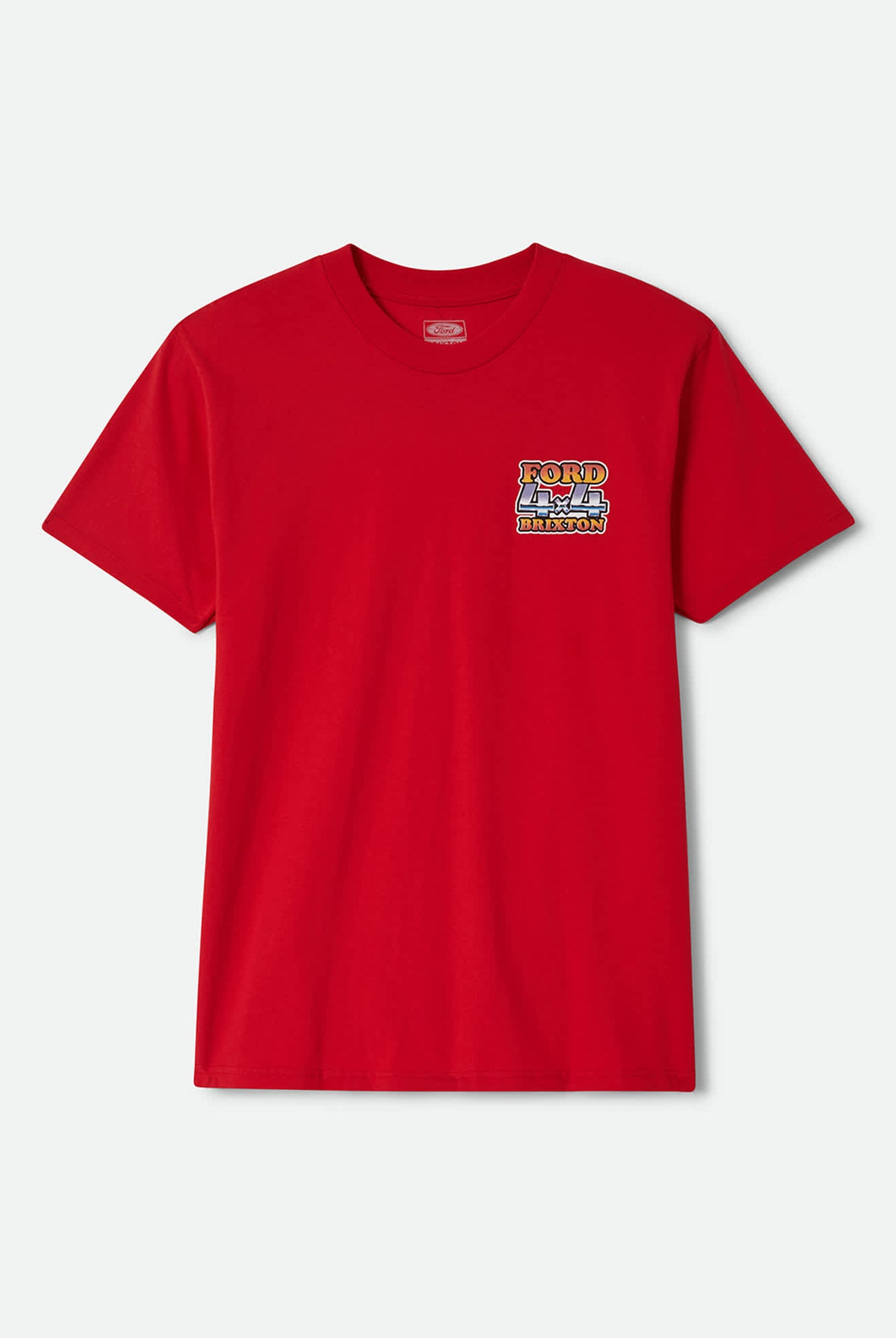 Men's Ford 4x4 Chrome T-Shirt in the color Rangoon Red - Front Product Laydown Image