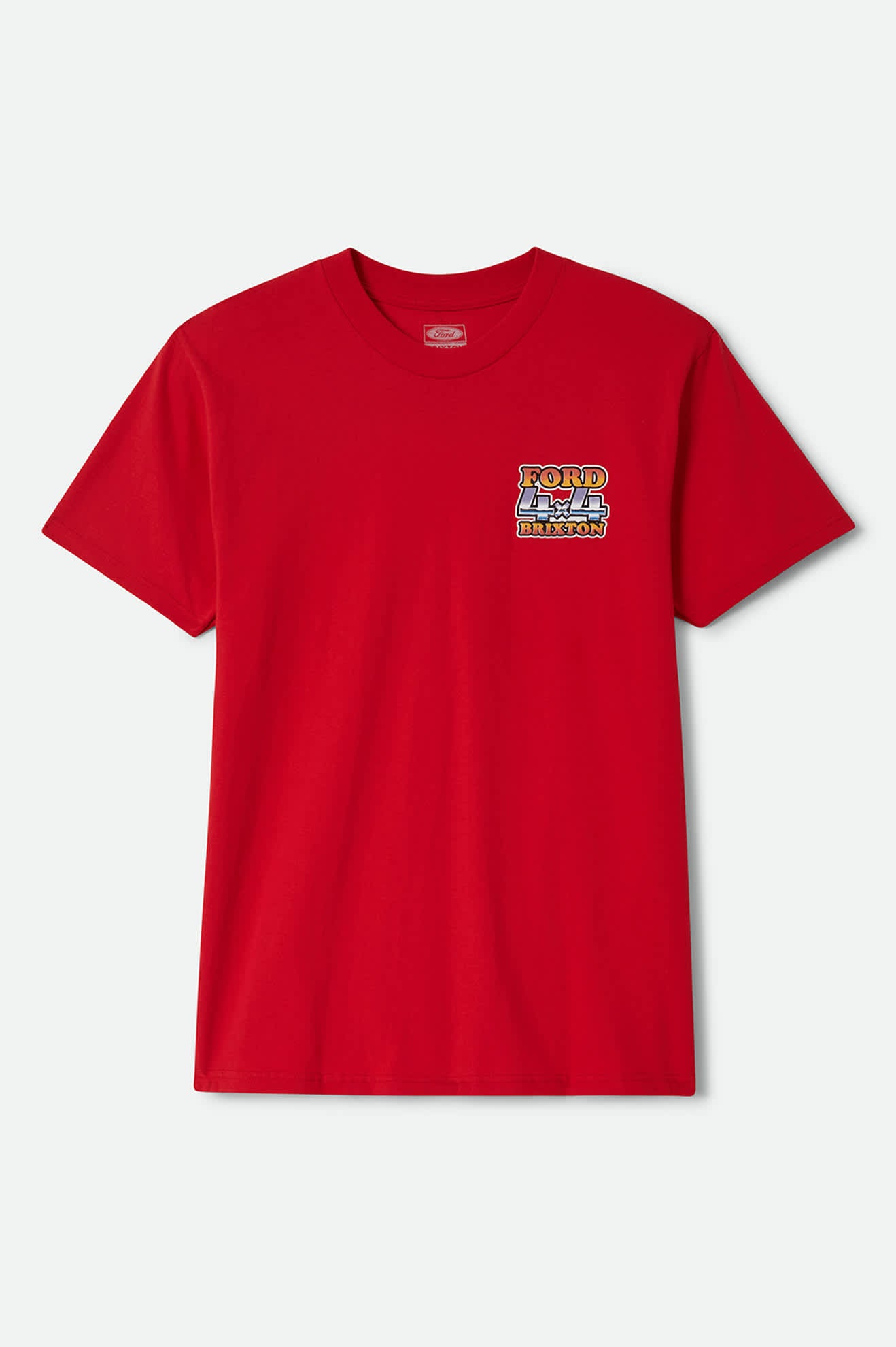 Men's Ford 4x4 Chrome T-Shirt in the color Rangoon Red - Front Product Laydown Image