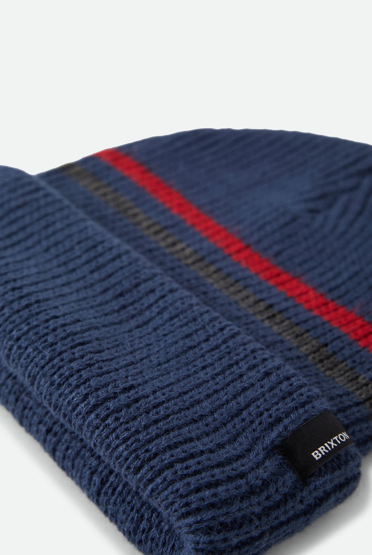 Unisex Chunky Heist Beanie in the color Washed Navy/Heather Grey/Crimson - Additional Laydown image