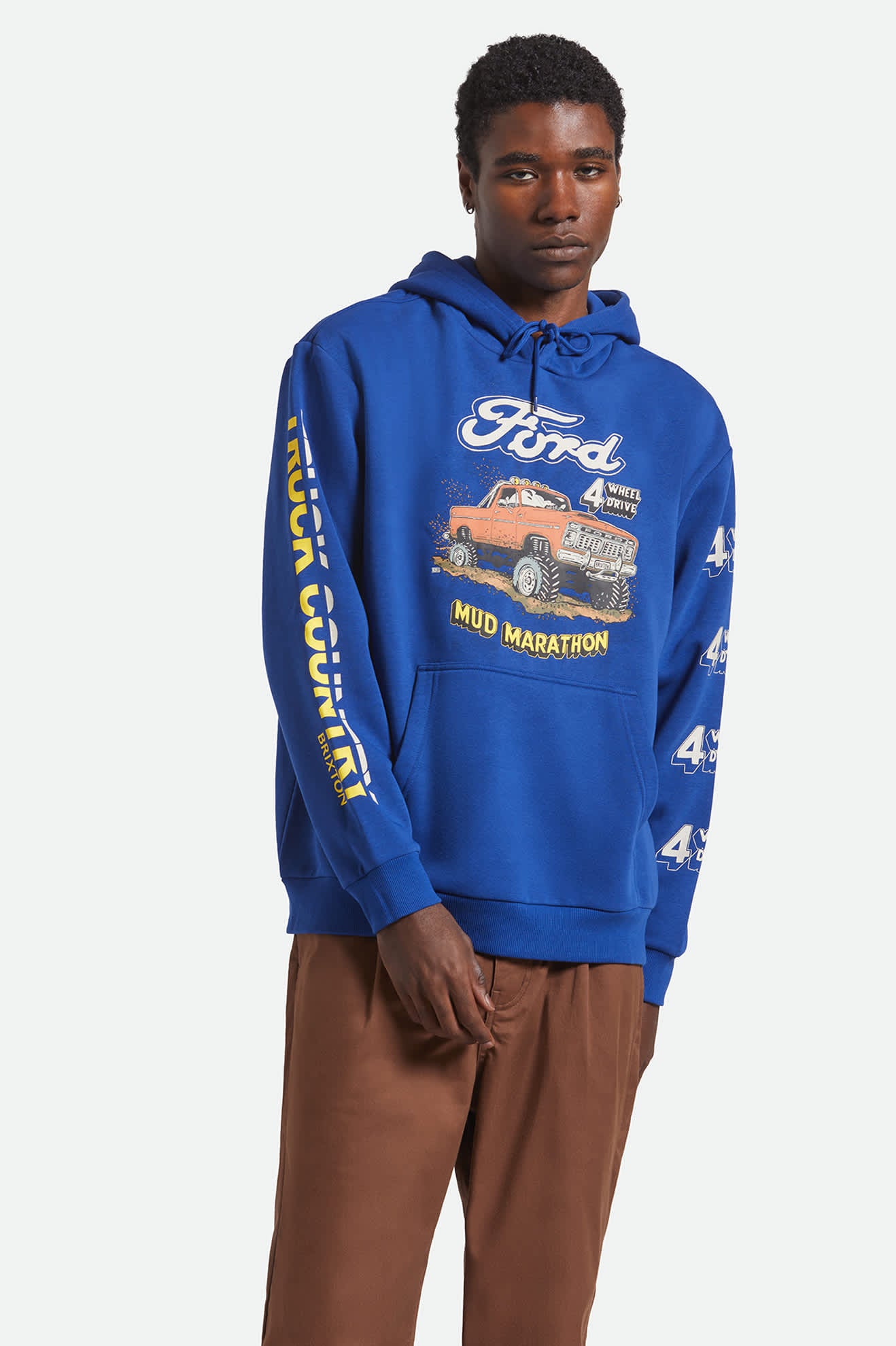 Men's Ford Mud Marathon Relaxed Fleece Hoodie in the color Ford Blue - Men's Front View