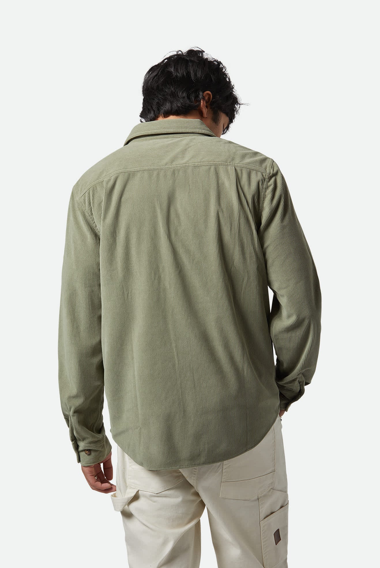 Men's The Field Corduroy L/S Overshirt in the color Military Olive - Men's Back View