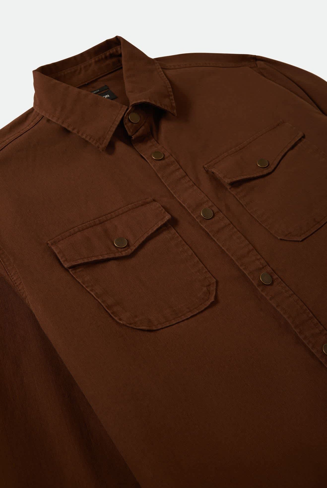 Men's Ash Denim L/S Overshirt in the color Pinecone Brown - Additional Laydown image