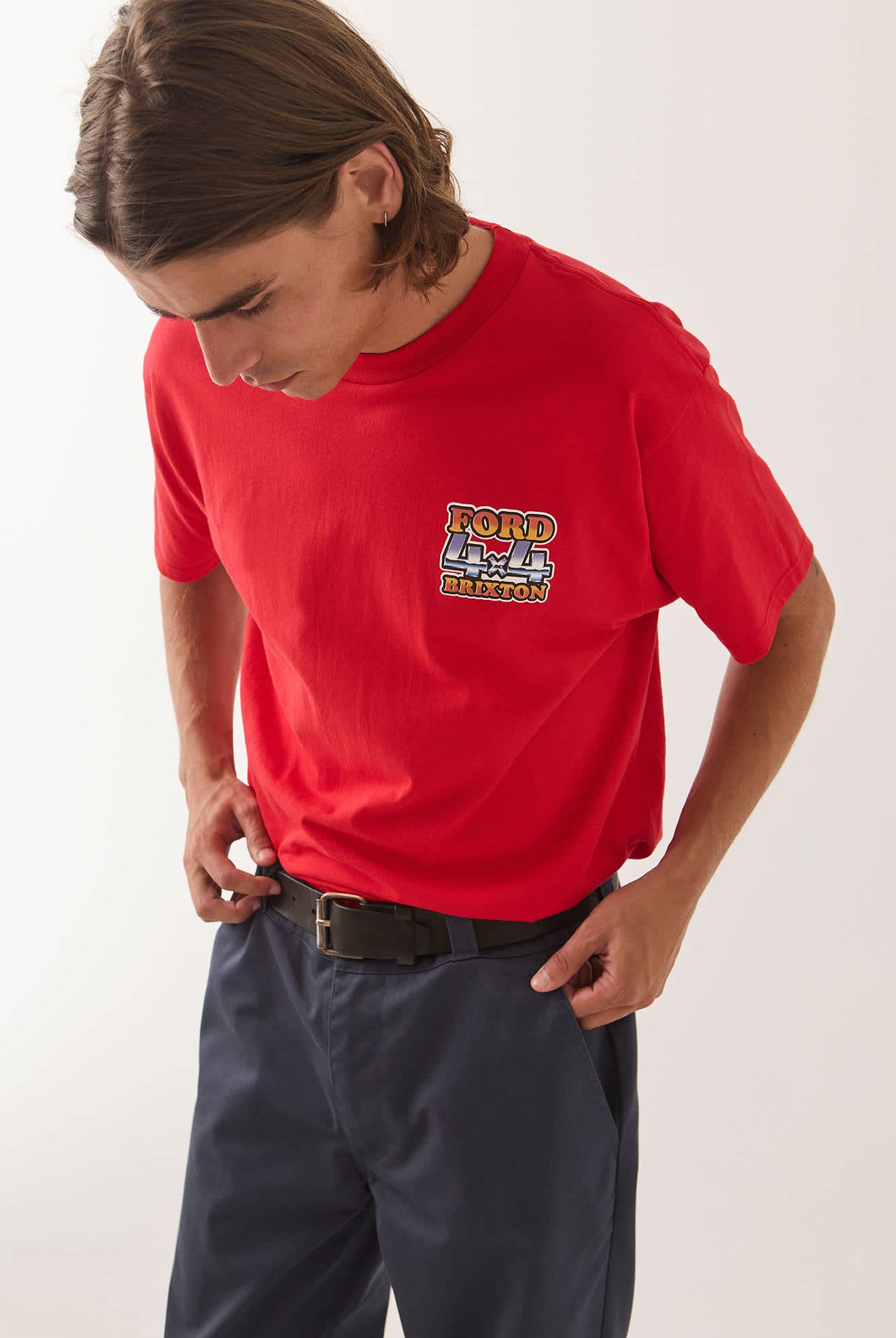 Men's Ford 4x4 Chrome T-Shirt in the color Rangoon Red - Men's Side View