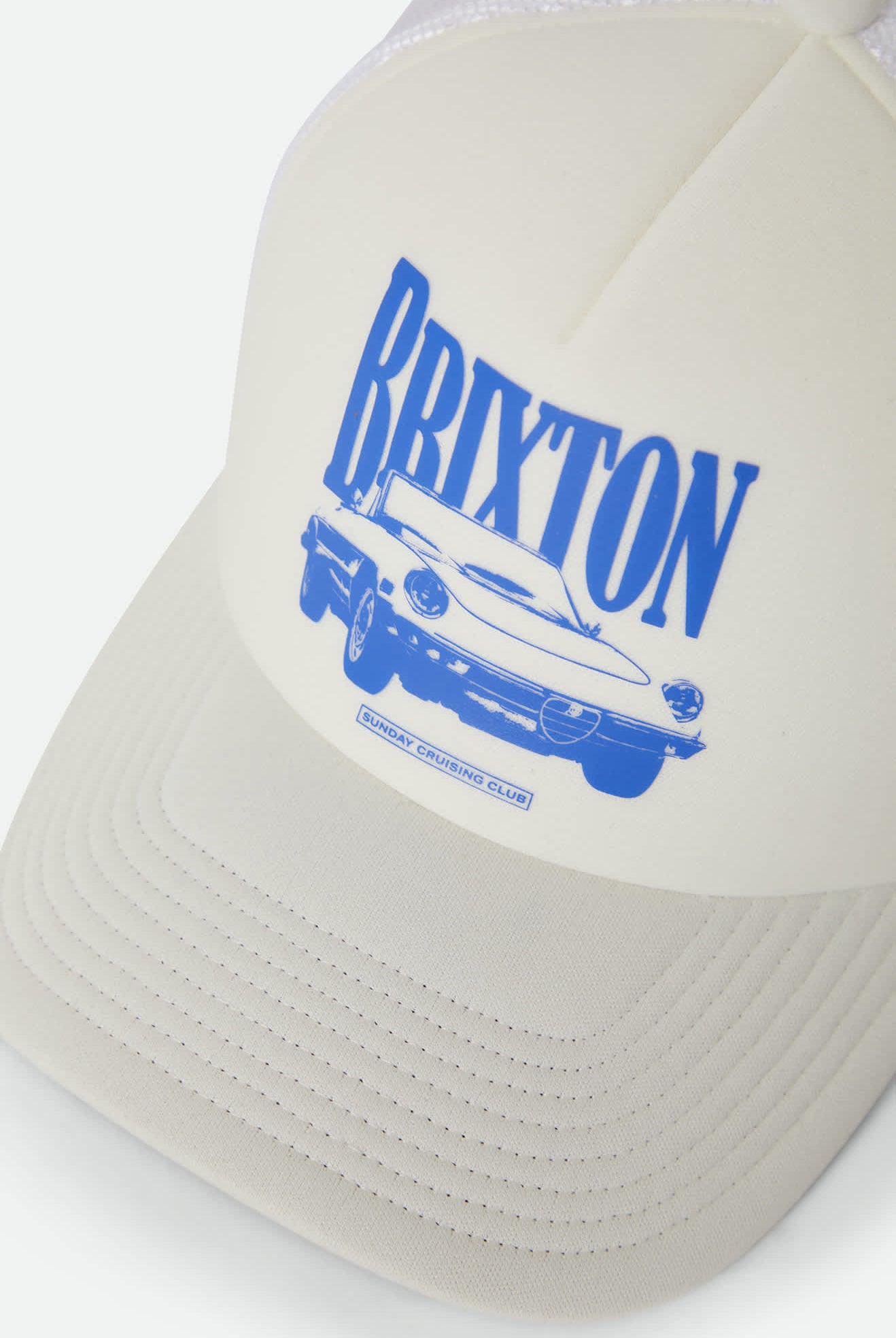 Women's Sunday Cruising Club NetPlus Trucker Hat in the color Off White/Off White - Additional Laydown image