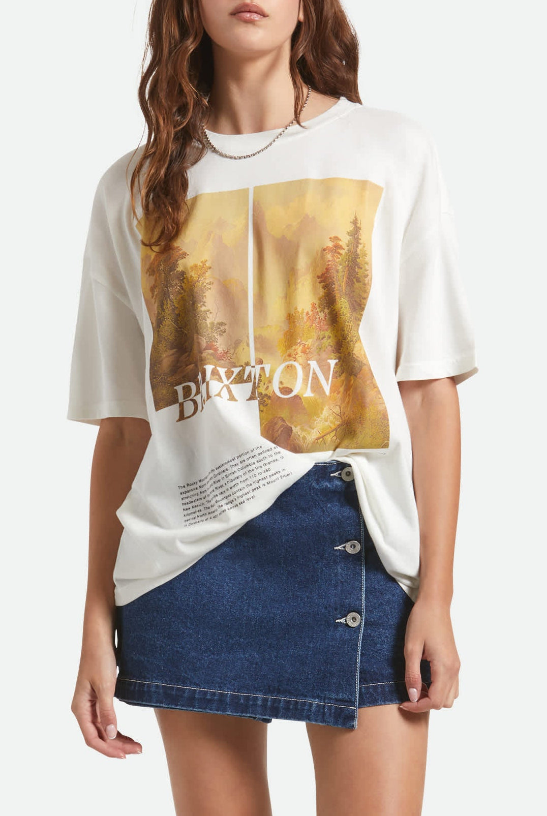 Women's Rocky Mountain Oversized Boyfriend T-Shirt in the color Off White - Women's Front View