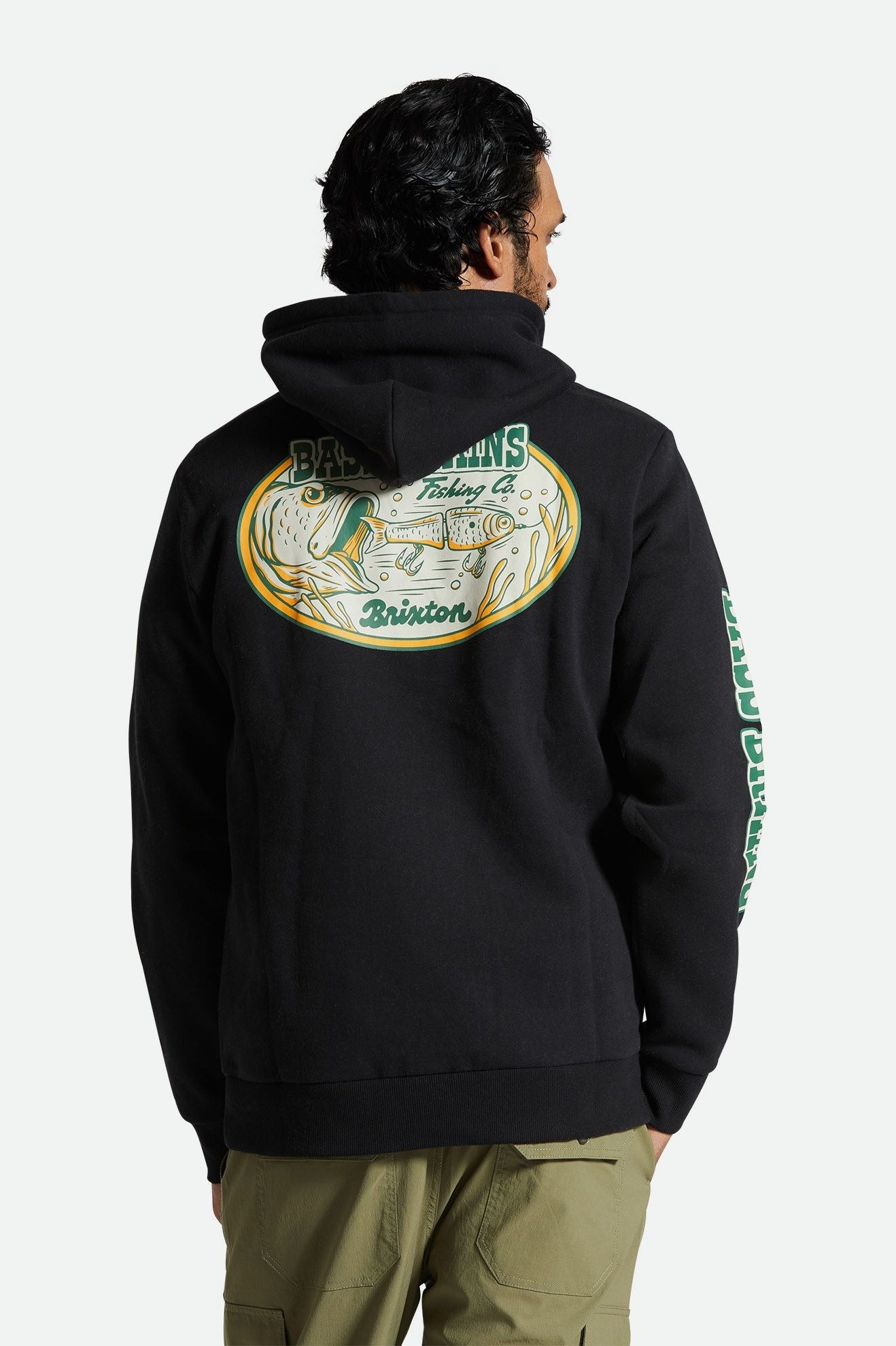 Men's Fit, Back View | Bass Brains Swim Hood - Black