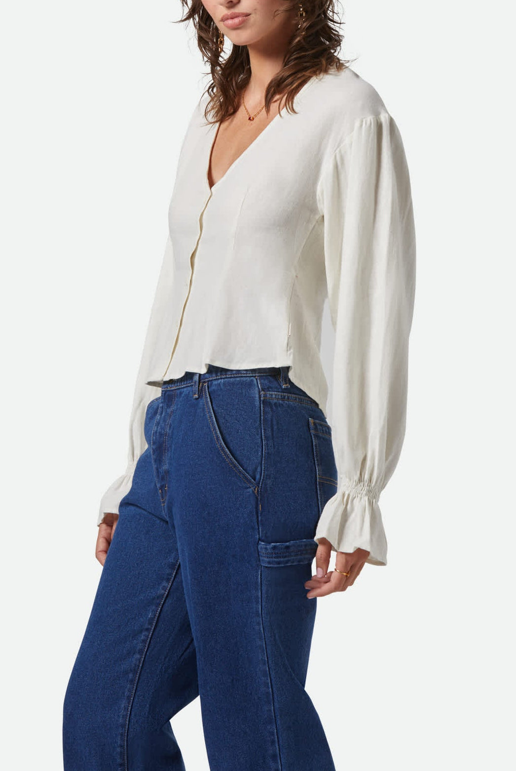 Women's The Meadow Blouse in the color Off White - Women's Side View