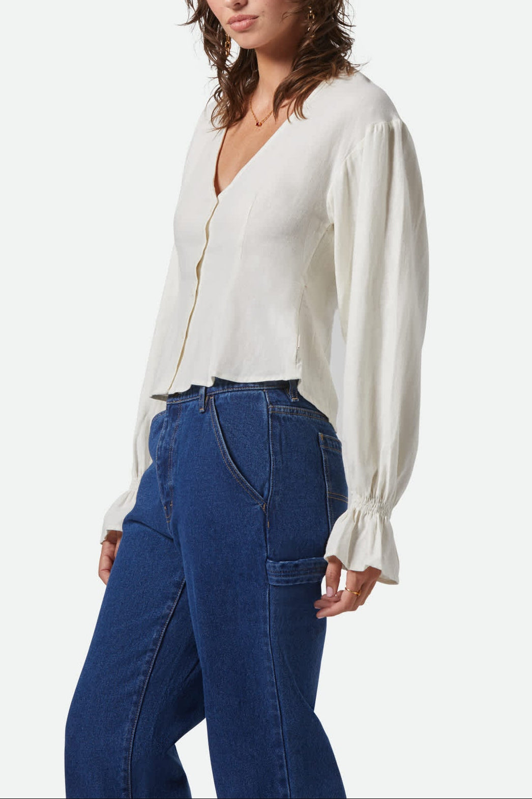 Women's The Meadow Blouse in the color Off White - Women's Side View