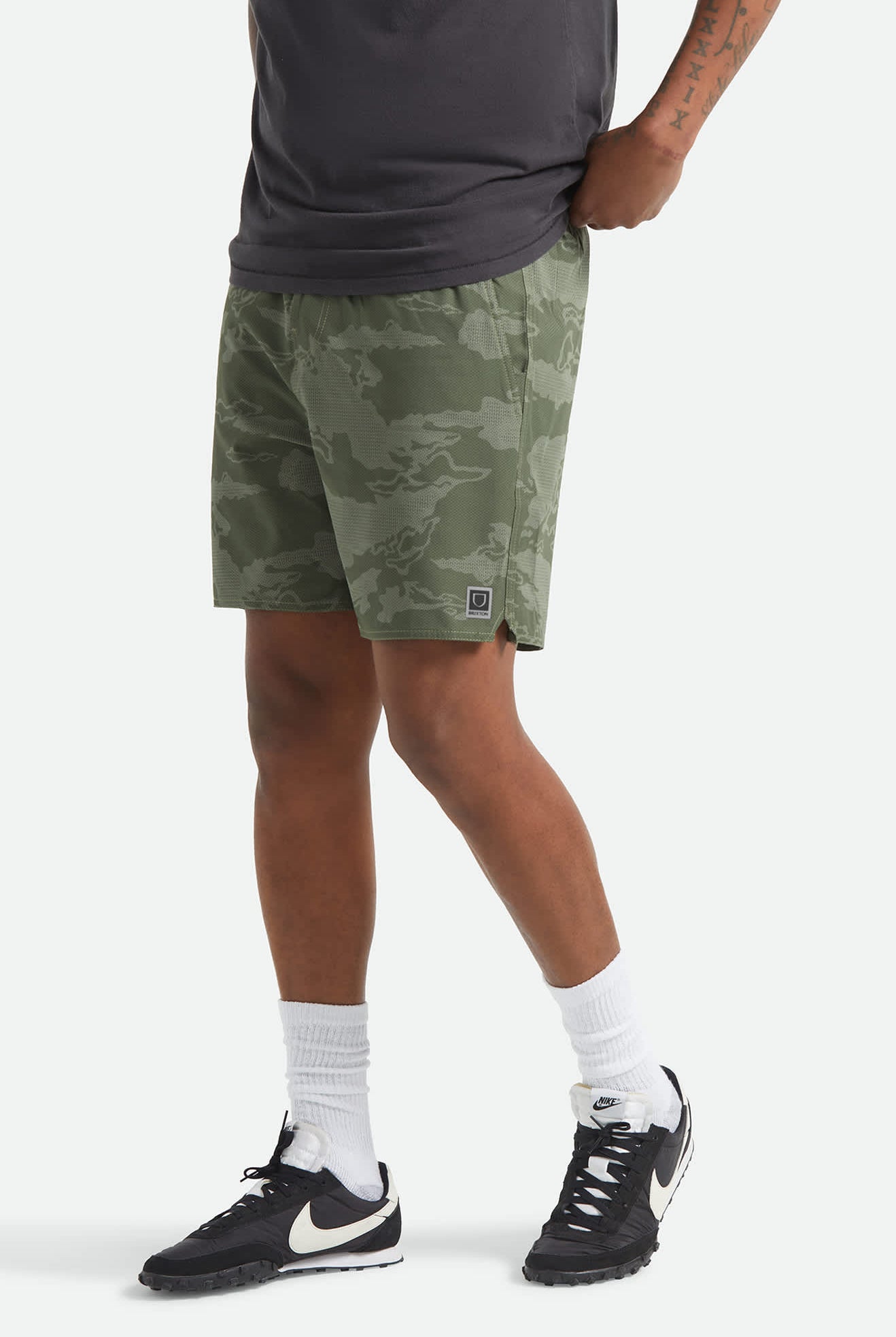 Men's Journey Active Short in the color Olive Tiger Camo - Men's Side View