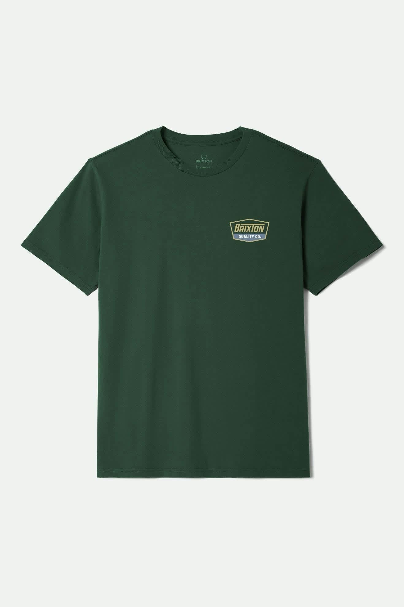 Men's Regal S/S Standard T-Shirt in the color Forest Green/Curry/Grey Blue - Front Product View