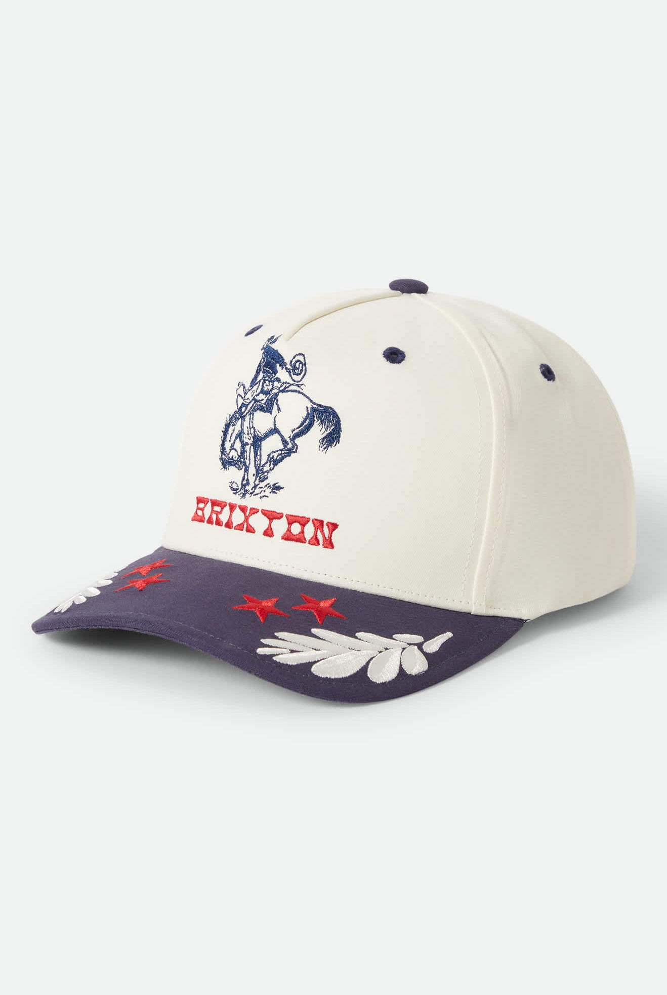 Women's Rodeo Netplus Snapback in the color Off White/Navy - Front Product Laydown Image