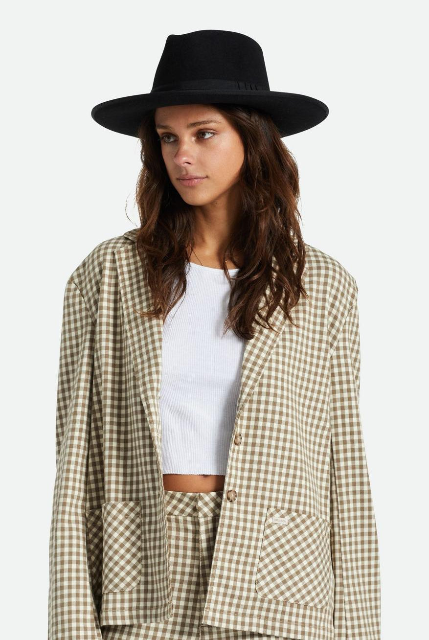 Brixton Unisex Reno Fedora - Black/Black | Front fit