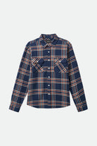 Brixton Men's Bowery Flannel - Washed Navy/Off White/Terracotta | Profile