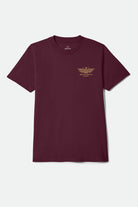 Men's Ewing Standard T-Shirt in the color Burgundy - Front Product Laydown Image