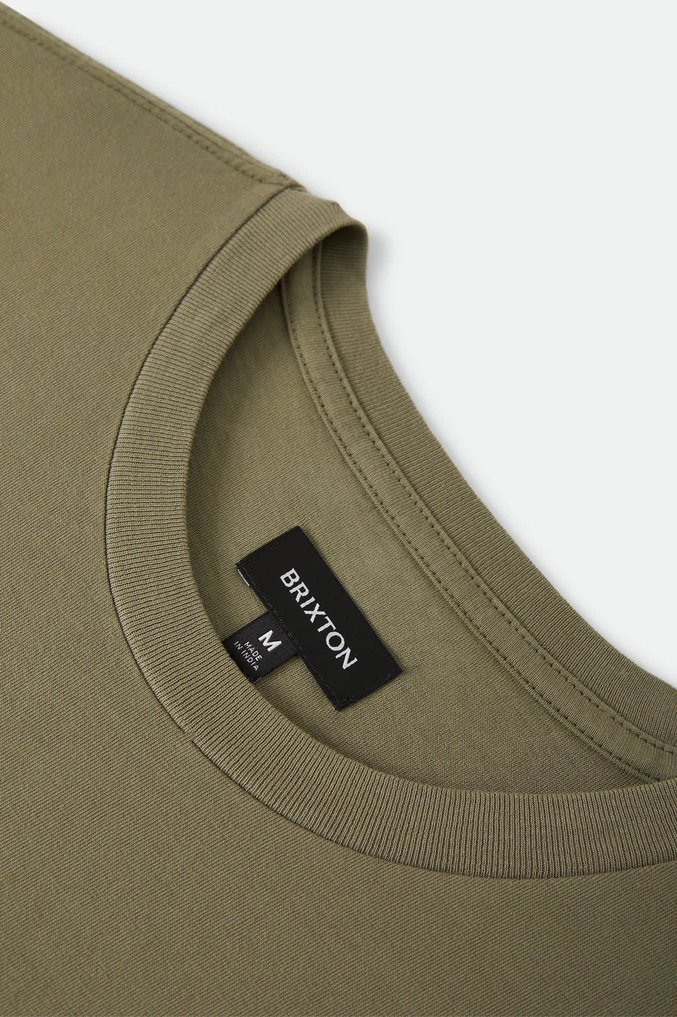 Men's Brixton Baseline Pocket T-Shirt in the color Olive Surplus Vintage Wash - Additional Laydown image