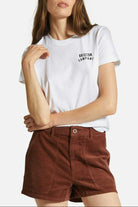 Women's Fit, Front View | Woodburn Women's Fitted Crew T-Shirt - White