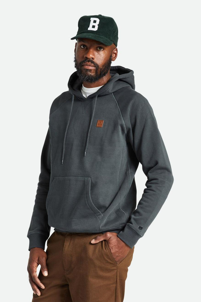 Men's Fit, Front View | Builders Water Resistant Heavyweight Fleece Hood - Washed Black