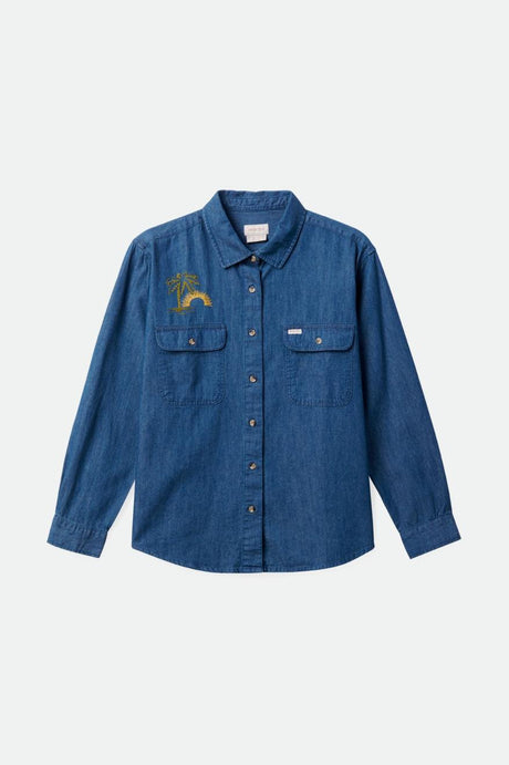 Brixton Women's Bowery Boyfriend Overshirt - Indigo Rinse | Profile