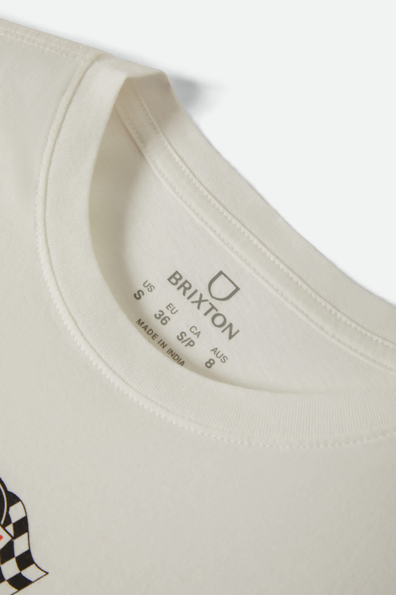 Women's Racing Patches Crew T-Shirt in the color Off White - Additional Laydown image