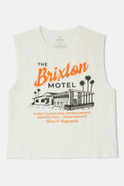 Women's Brixton Motel Muscle Tank in the color Off White - Front Product View