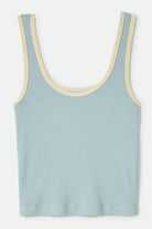 Women's Ringer Organic A-Tank in the color Sea Grass/Waxed Paper - Front Product Laydown Image