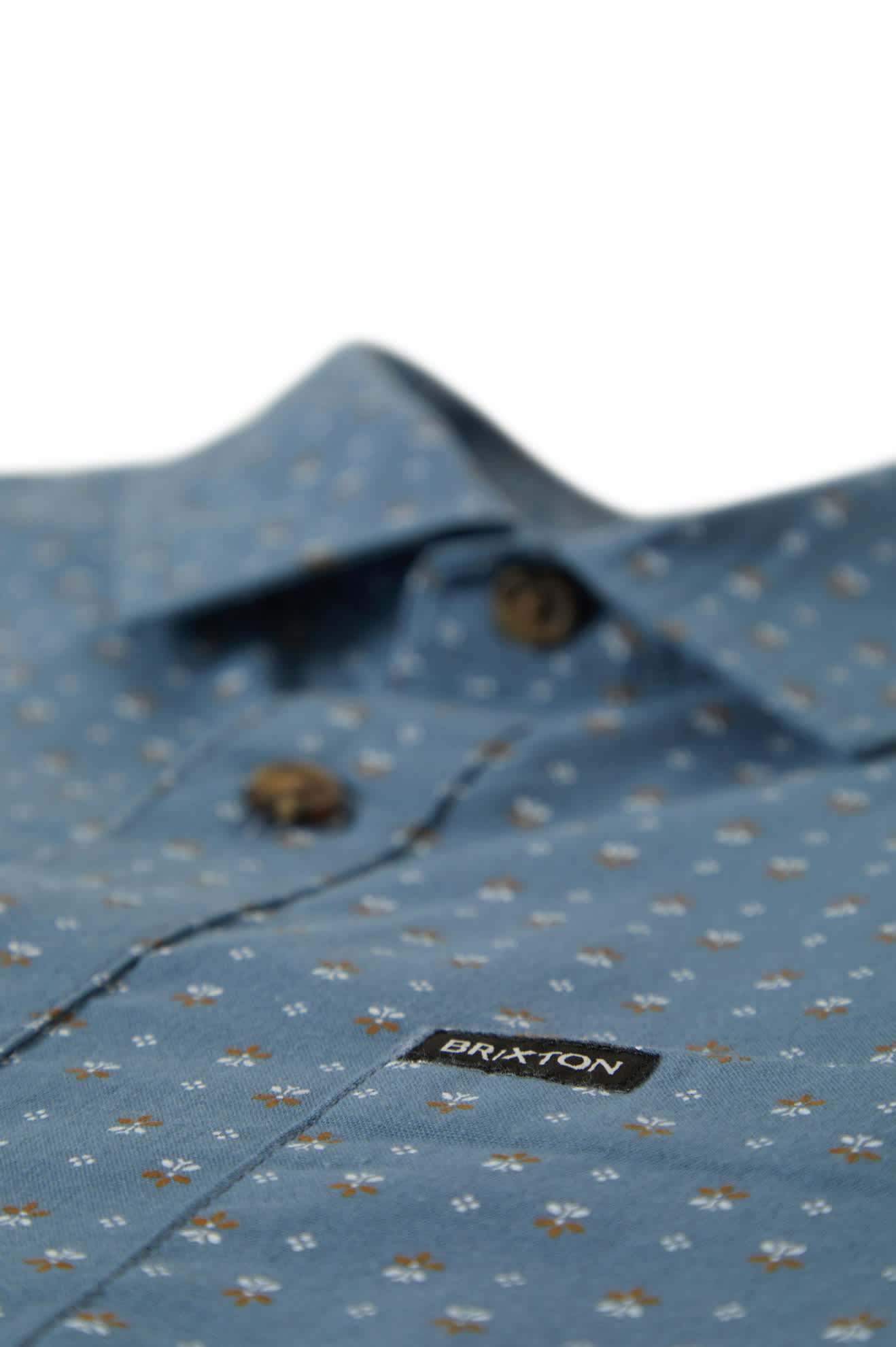 Men's Charter Print S/S Shirt in the color Azure Blue/Micro Floral - Additional Laydown image