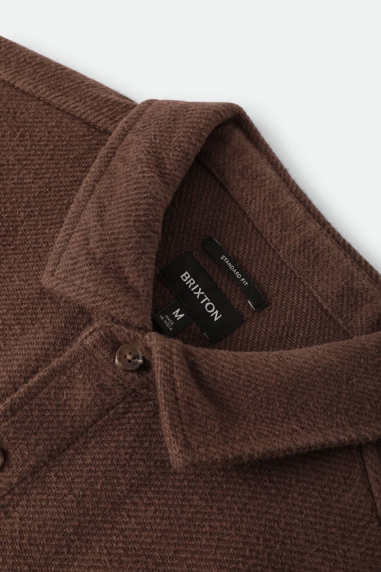 Men's Bowery Textured Twill Overshirt in the color Walnut Brown - Additional Laydown image