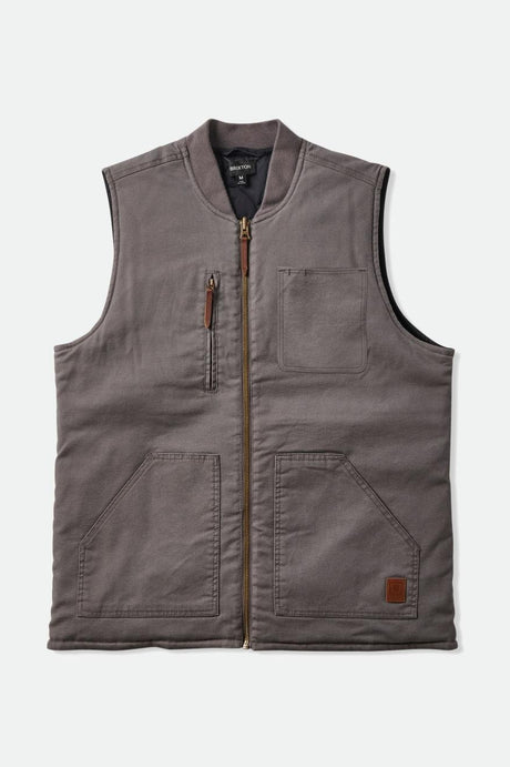 Brixton Men's Abraham Builders Reversible Vest - Charcoal/Black | Profile