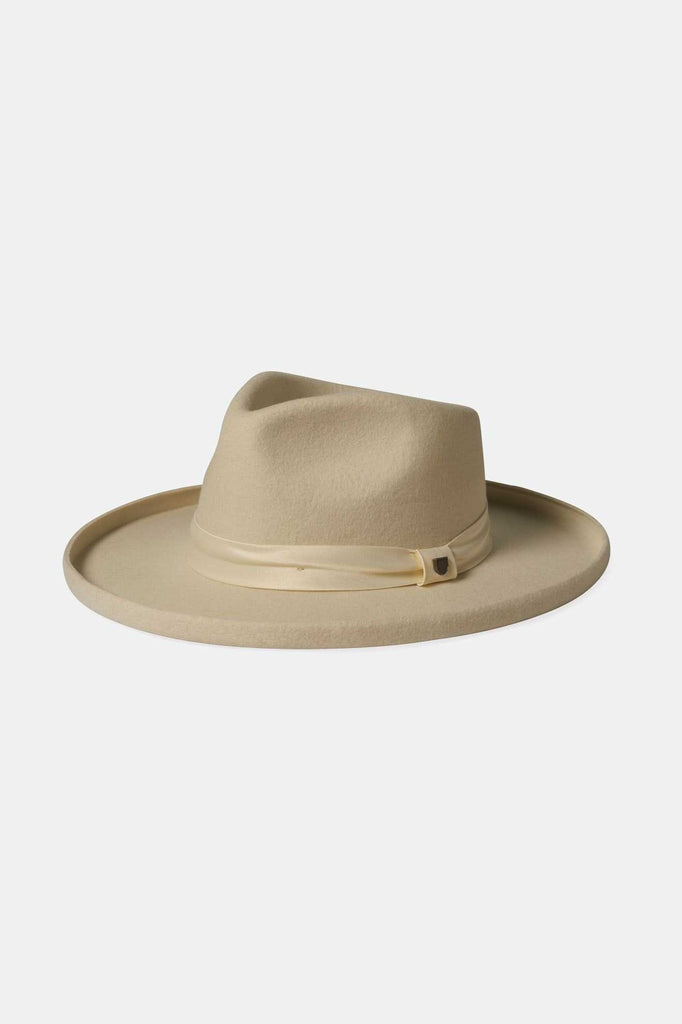 Brixton Women's Victoria Felt Fedora - Off White/Off White Satin | Main