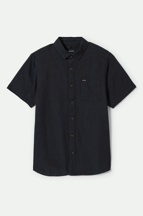 Men's Charter Organic Cotton Linen Blend S/S Shirt in the color Washed Black - Front Product View