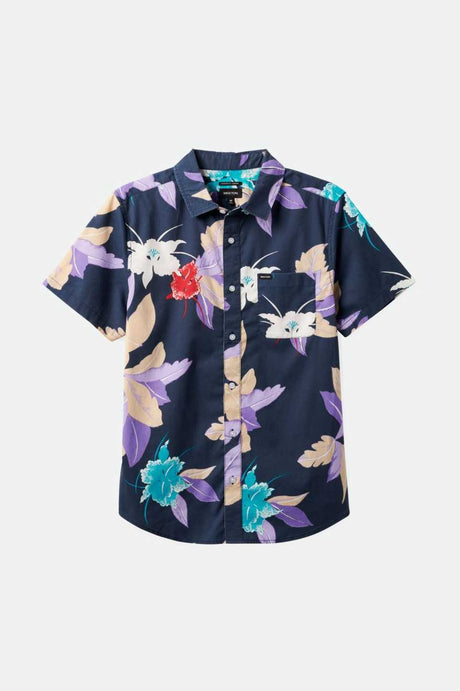 Brixton Men's Charter Print S/S Shirt - Washed Navy Passion | Main