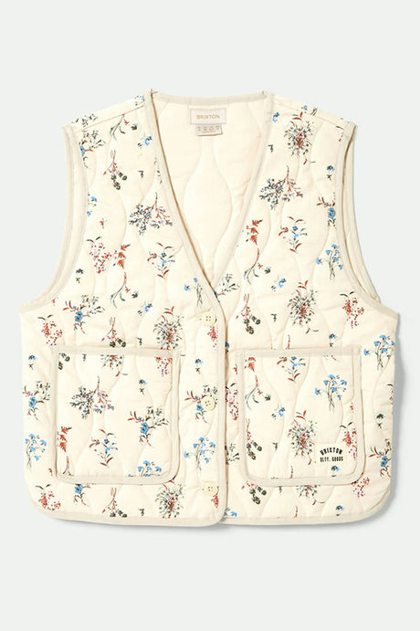 Women's Field Floral Quilted Vest in the color Whitecap/Hazelnut/Ditsy Floral - Front Product View