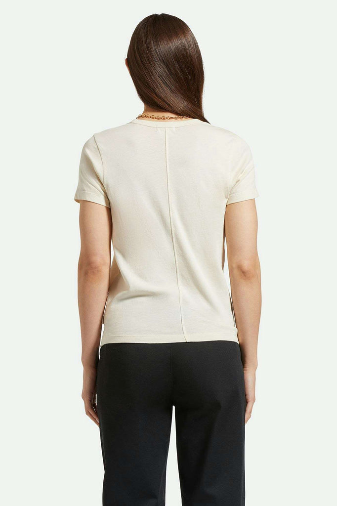 Women's Back Fit Image | Carefree Organic Garment Dye Perfect Pocket T-Shirt - White Smoke