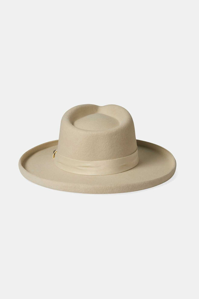 Back Laydown Image for Victoria Felt Fedora - Off White/Off White Satin