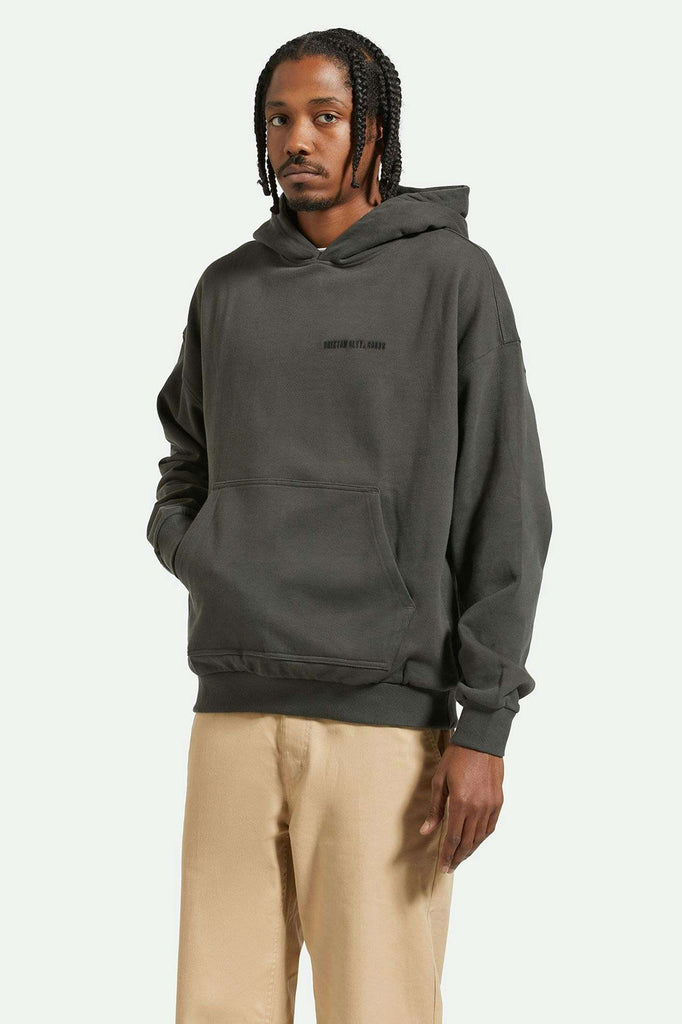 Men's Fit, front | Embroidered Heavyweight Oversized Hoodie - Washed Black