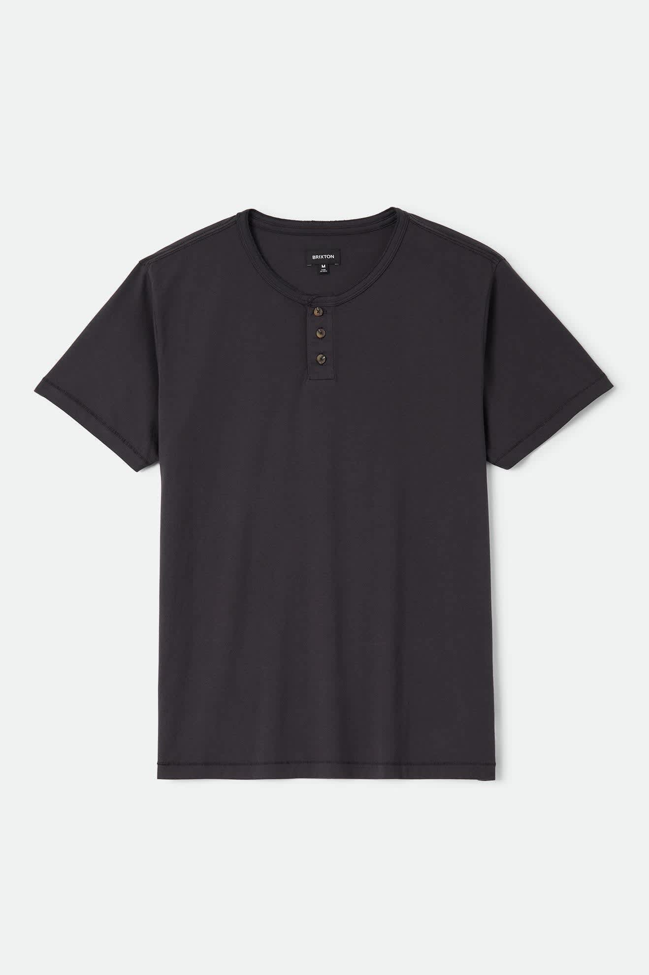 Men's Brixton Baseline Henley T-Shirt in the color Black - Front Product Laydown Image