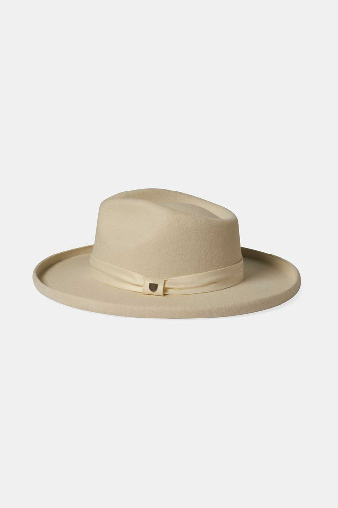 Extra Laydown Image 1 | Victoria Felt Fedora - Off White/Off White Satin