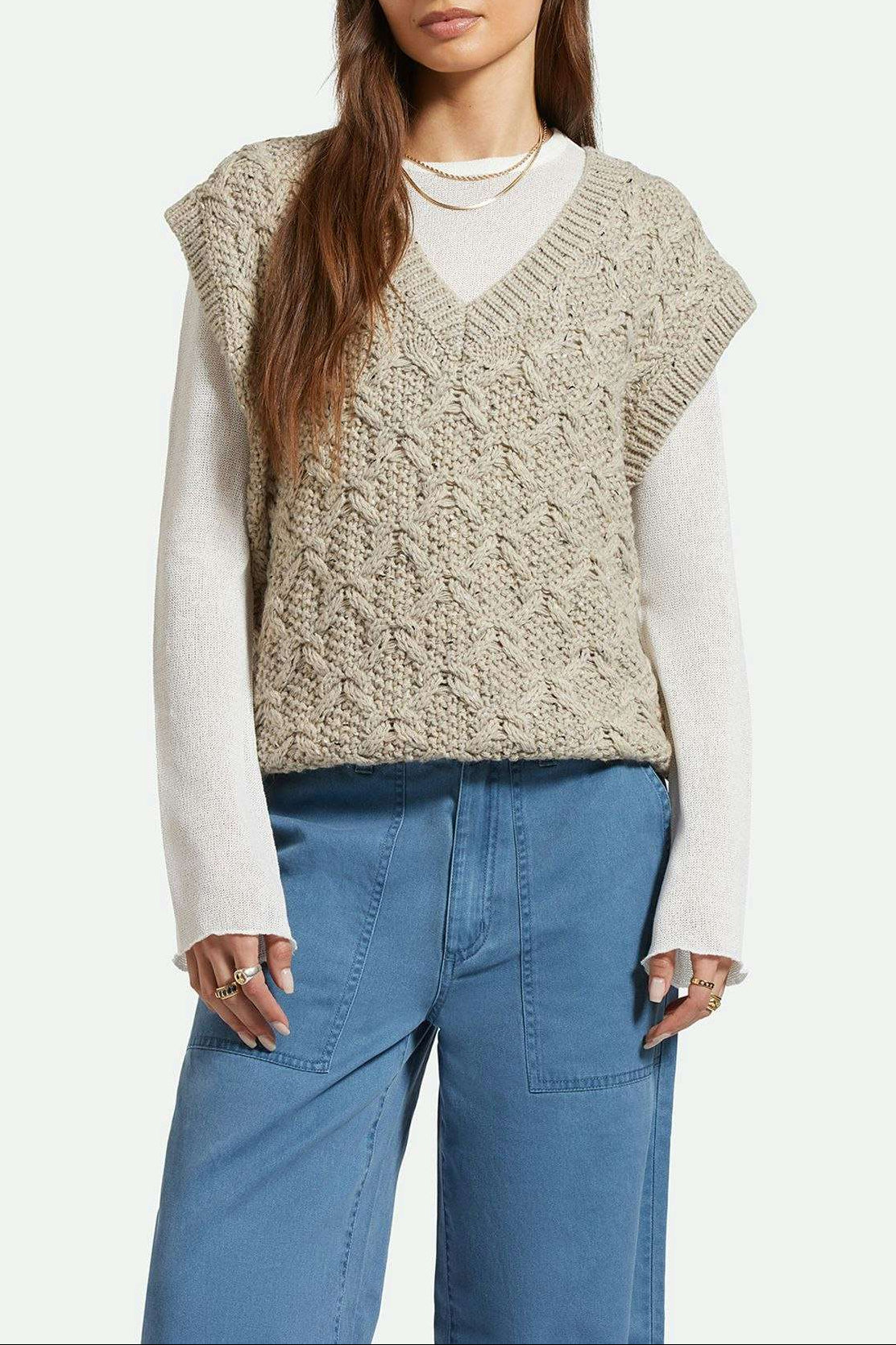 Women's Front Fit | Lafayette Oversized Sweater Vest - Marled Beige