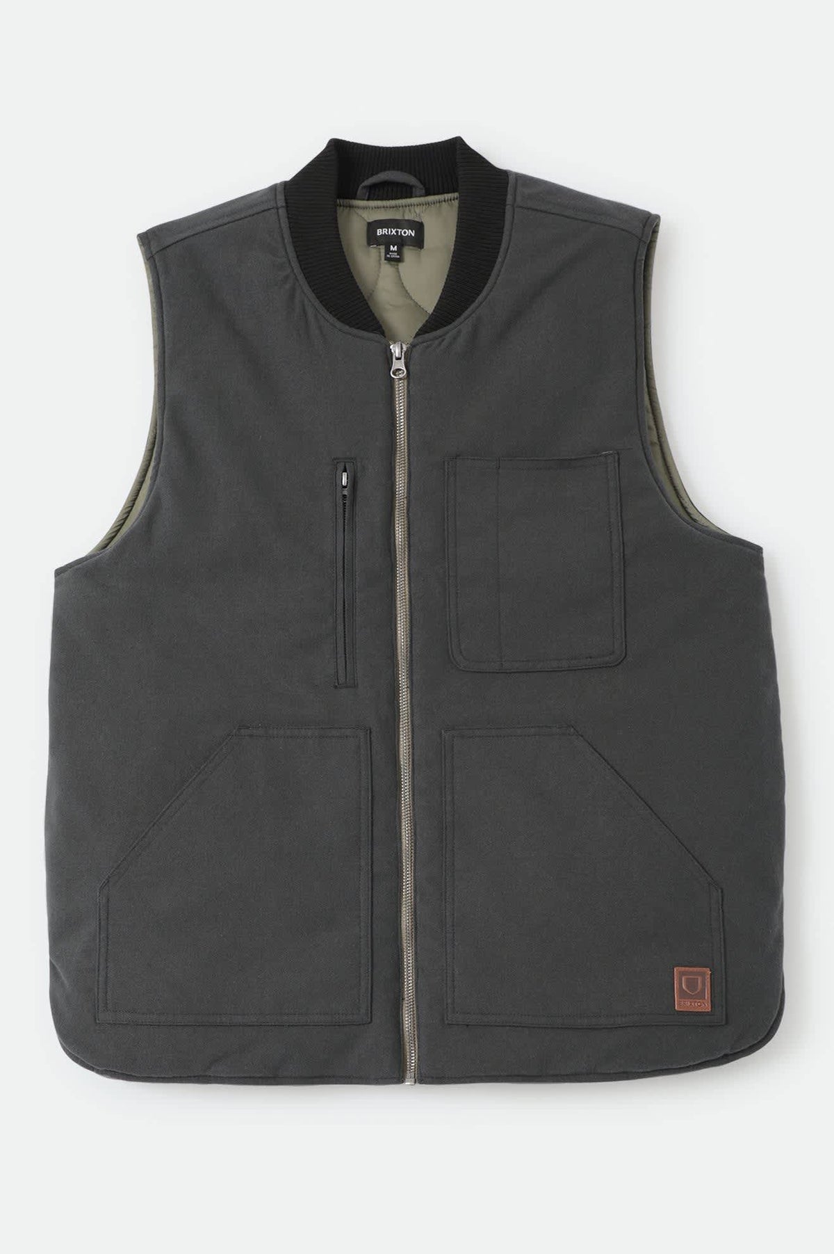 Men's Builders Abraham Reversible Vest in the color Black/Olive Surplus - Front Product Laydown Image